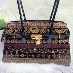 TALJA Embossed Genuine Italian Leather Handbag/Shoulder Purse